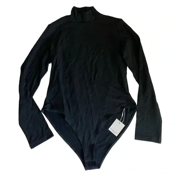 Mangopop Collection Women's Black Bodysuit Top Shirt Long Sleeve Size XL - Picture 6 of 8